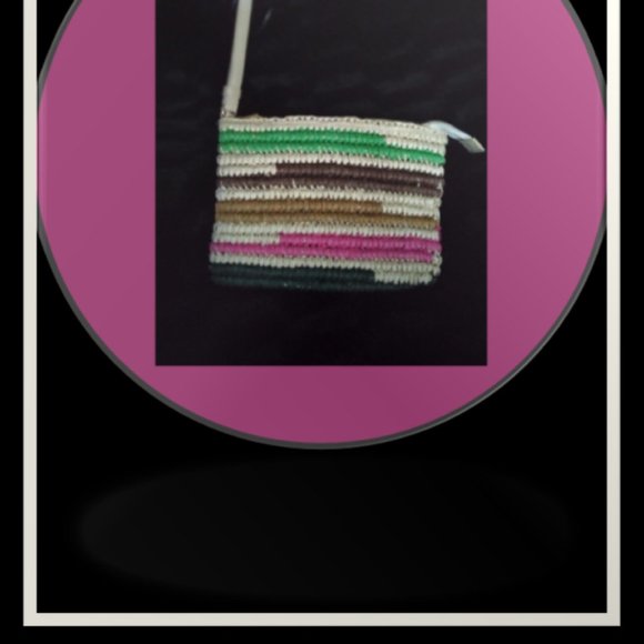 New Women’s Corded Striped Straw Beach Pouch/Wristlet/Wallet Multi-Color Stripes - Picture 1 of 13
